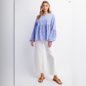Easel Lavender Eyelet Blouse